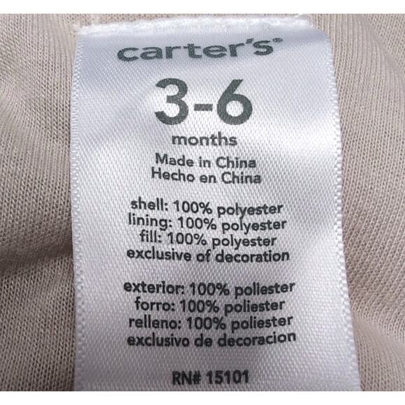 Carters Baby Pram 3-6 months Tan Bear Ears Full Zip Furry Little Explorer One Pc - Picture 7 of 10